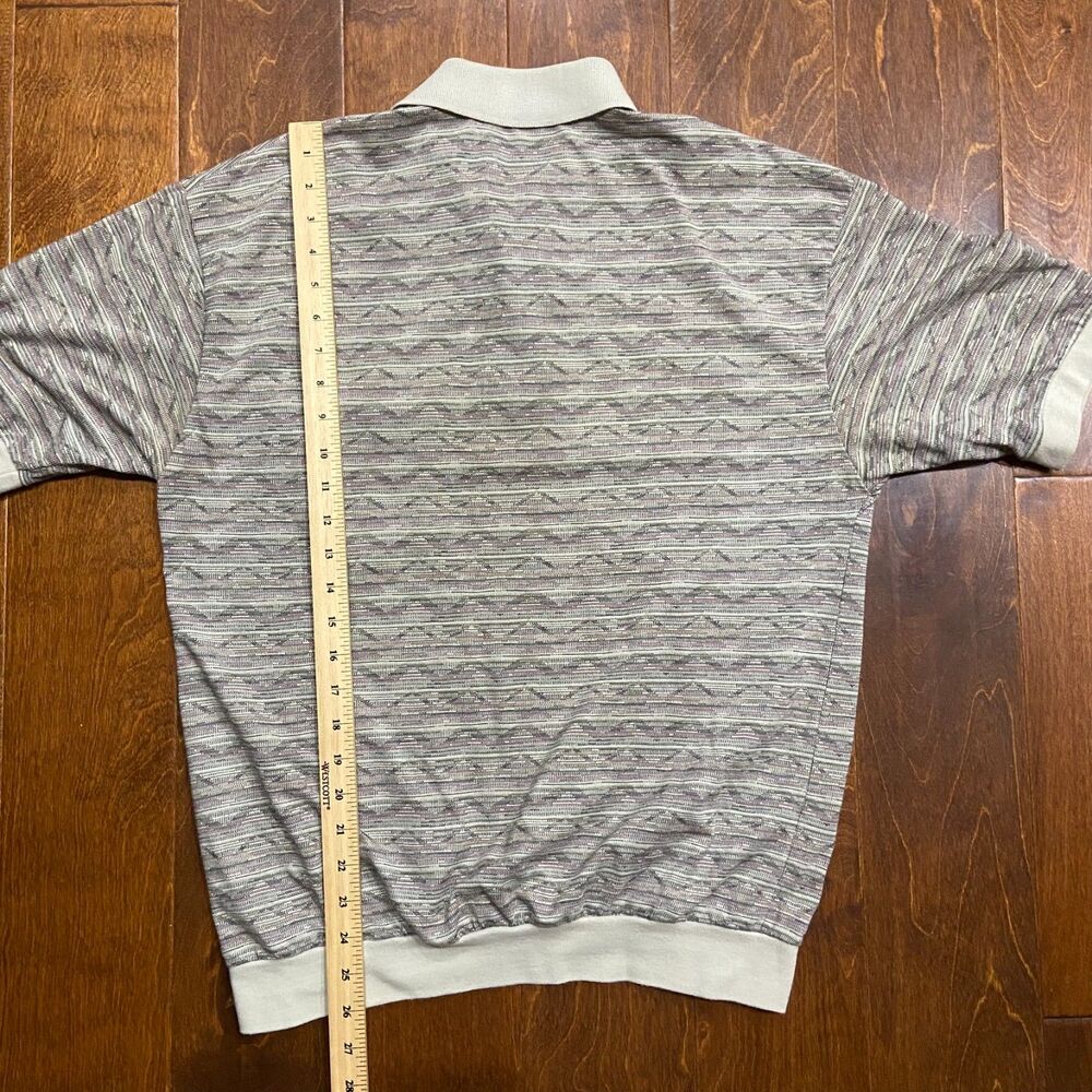 Classics By Palmland Vintage 90s Geometric Tan Brown Polo Men's Size Medium - Picture 8 of 8